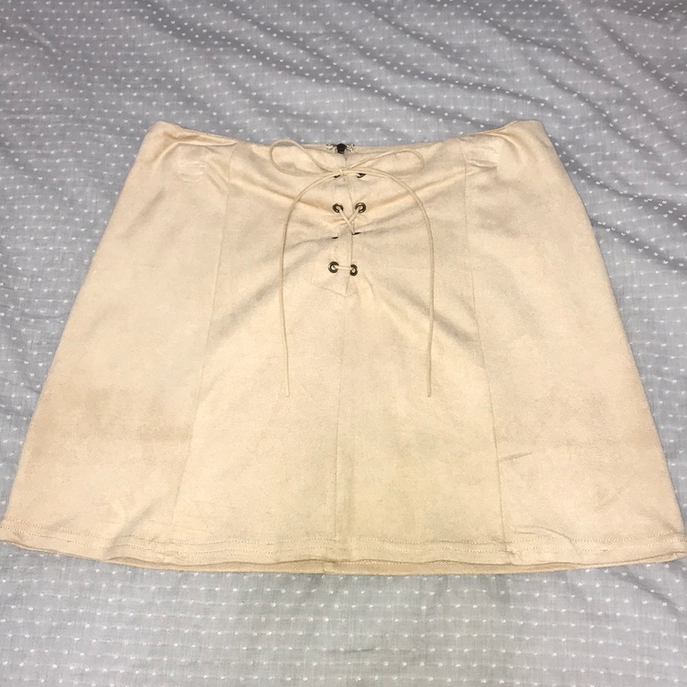 Tan suede mini skirt